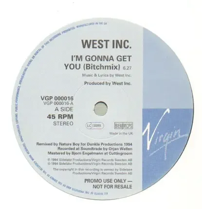 Этикетка промосингла West Inc. - I’m Gonna Get You