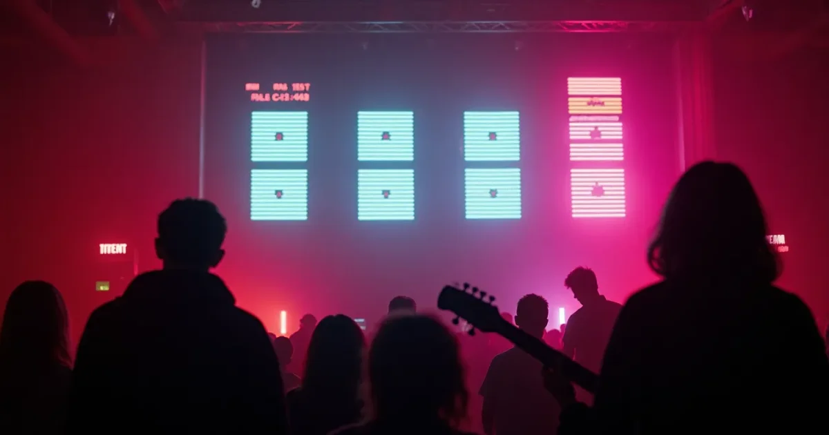 four bars on a display, three identical A blocks and one B block with a short fill on steps 14-16, beside a Save button and the words test reload