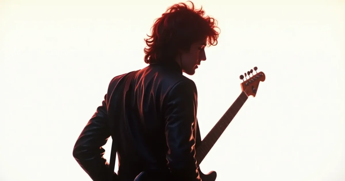 the 1987 “Faith” single sleeve - George in a black leather jacket in profile, on a white background