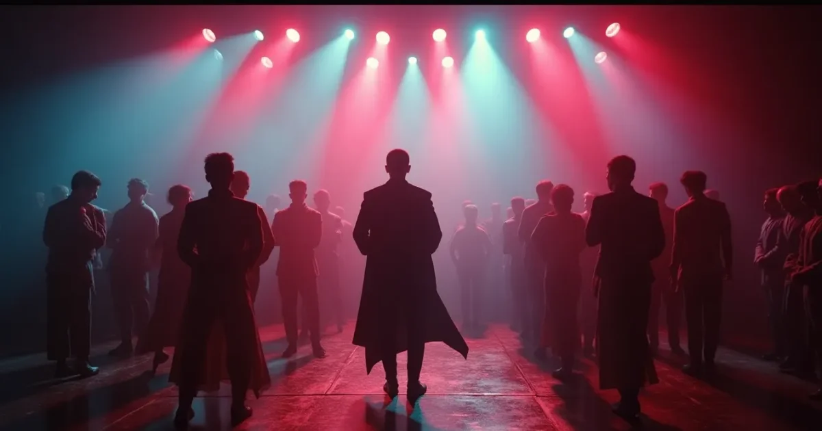 shooting of “Karma Chameleon” on an 1870s riverboat, Boy George in the centre, choreographed extras