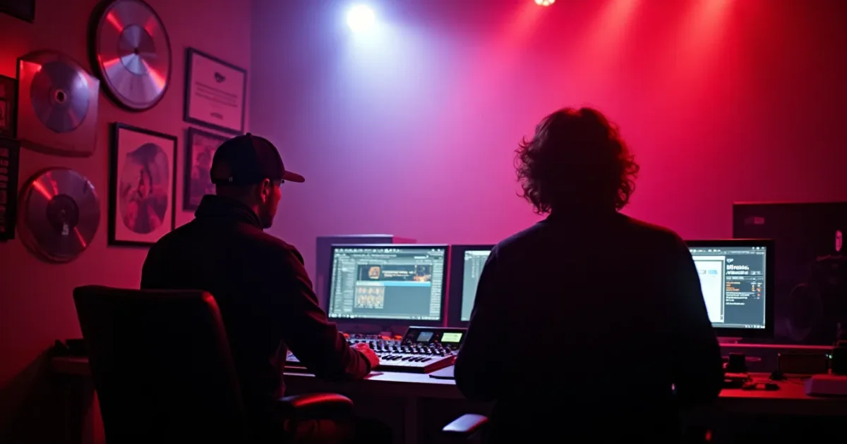 Off Limits studio, Reggio Emilia, 2000s - automation console, DAW monitors, platinum discs of Benny Benassi and In-Grid on the wall