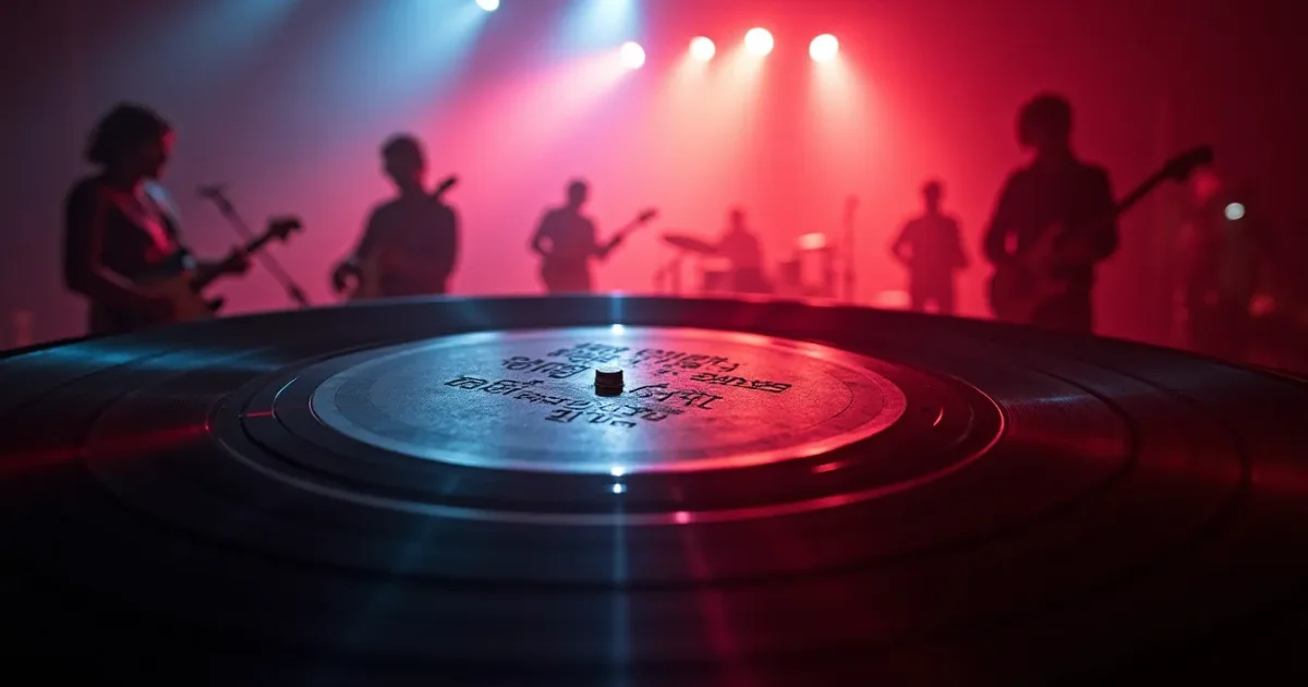Матричная гравировка на внутренней канавке оригинального винила italo-disco - буквы и цифры, выгравированные у этикетки, видны при ярком свете
