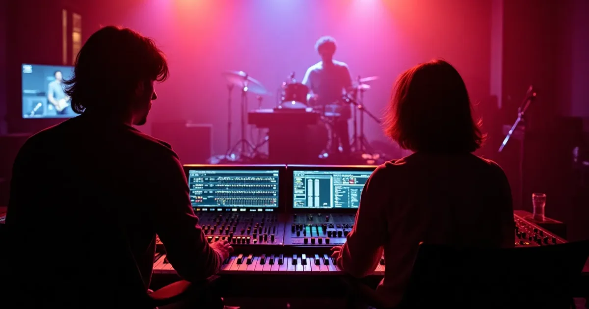 Marcus Music Studios в Лондоне, Korg Mono/Poly и Pro-One на стойке, братья Дорошук в аппаратной
