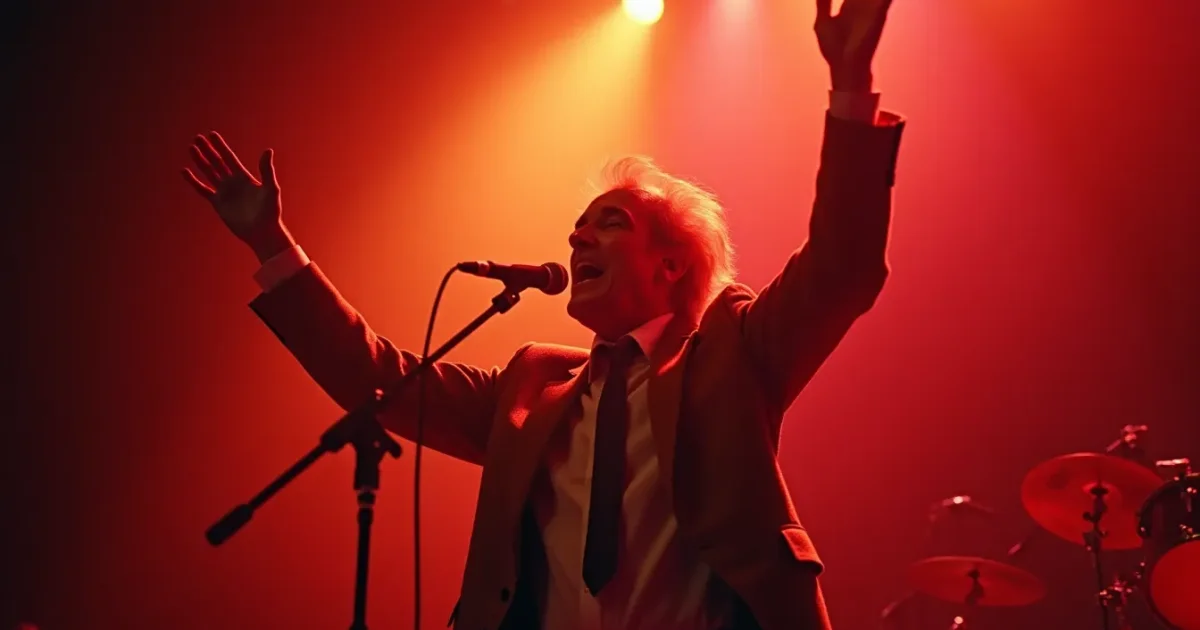 Dr. Magnus Pyke, 74, at BBC Studios London, September 1982 - tweed suit, arms raised, yelling into the mic
