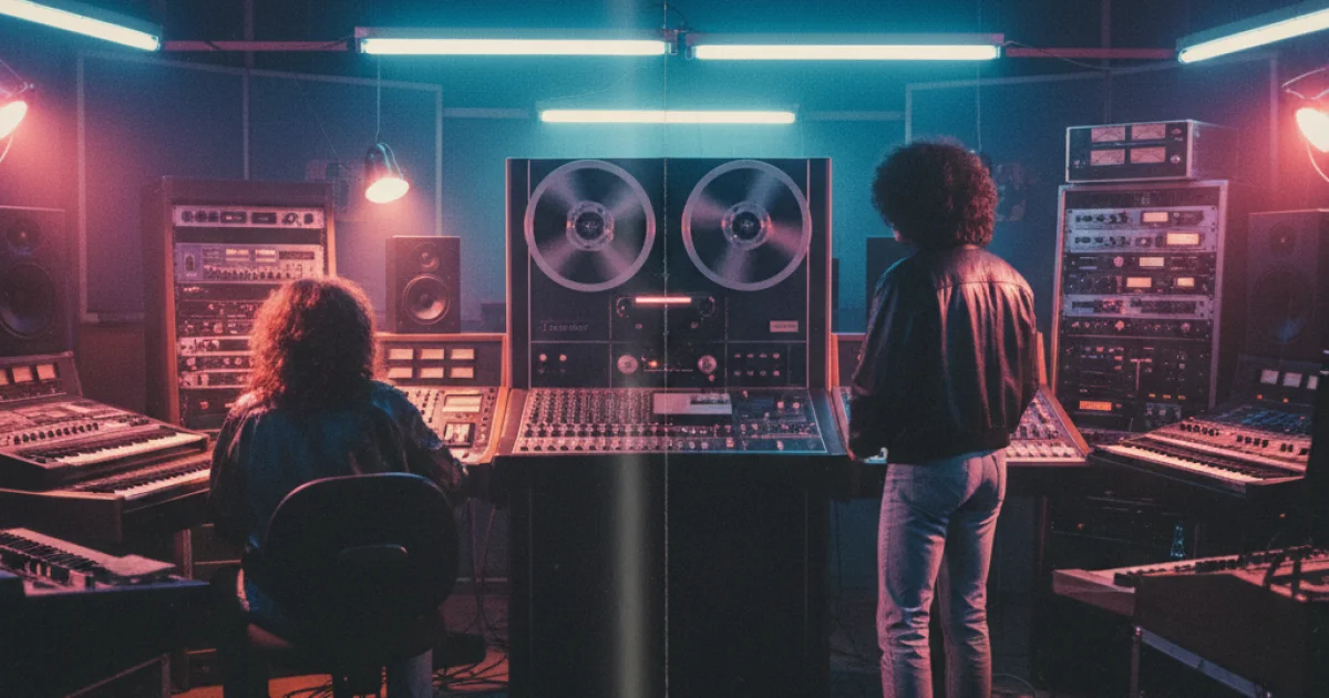 Studer A800 в студийной обстановке 80-х, две большие катушки с плёнкой