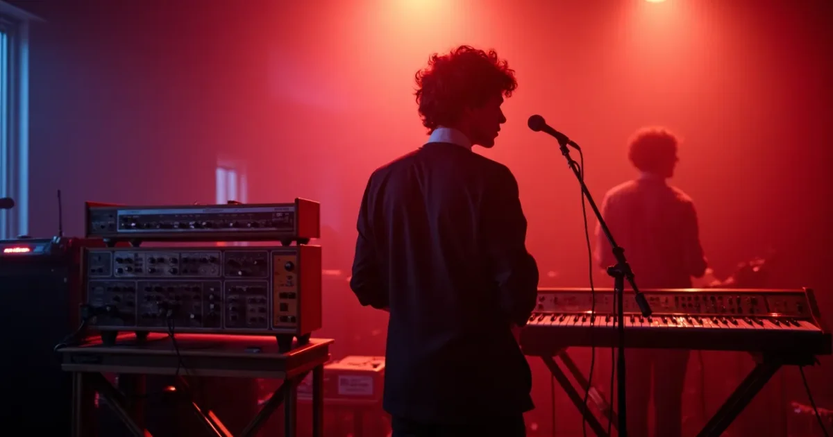 Townhouse Studios в Лондоне, Jupiter-8 и DX7-прототип на стойке, Лимал у микрофона