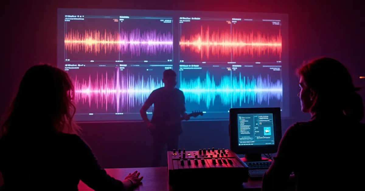Oscillograms of four kicks on one screen - top LM-1 (sample with noise), DMX (fat sample), TR-808 (synthesis with resonance), TR-707 (dry sample); studio monitor