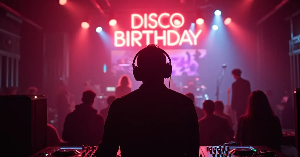 Студия Disco Magic, силуэт продюсера за пультом - дорожки ремикса «День рождения»
