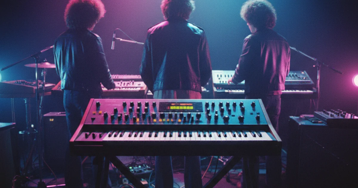 Синтезатор Oberheim OB-8 с характерными ручками и дисплеем начала 80-х