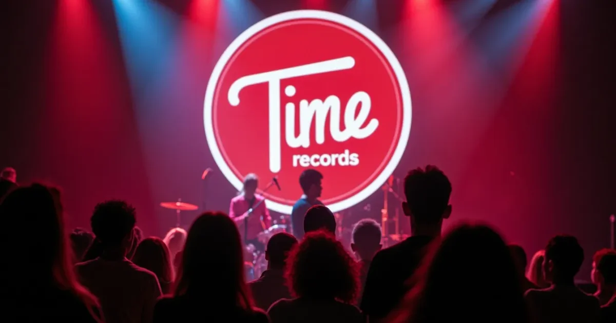 Time Records logo on a 1985 vinyl label - red circle, white letters, catalogue number